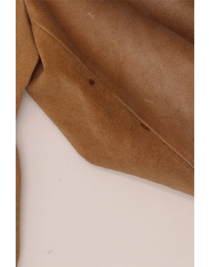 Barone Womens Suede Jacket UK 10 Small Beige Leather