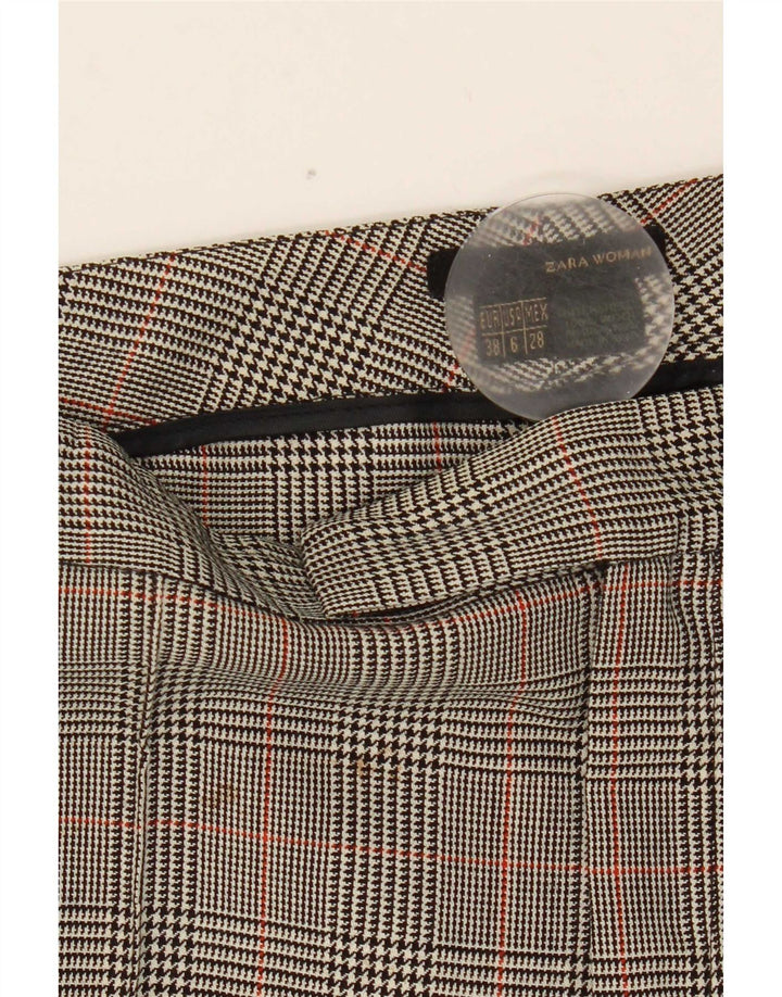 Zara Womens Bootcut Suit Trousers EU 38 Small W28 L32 Grey Houndstooth Wool
