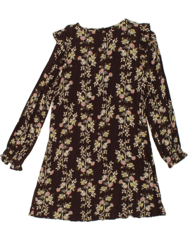 WHITE STUFF Womens Long Sleeve Basic Dress UK 10 Small Brown Floral Vintage White Stuff and Second-Hand White Stuff from Messina Hembry 