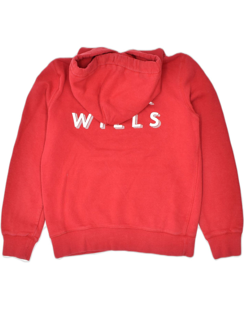 JACK WILLS Womens Graphic Hoodie Jumper UK 12 Medium Red Cotton | Vintage | Thrift | Second-Hand | Used Clothing | Messina Hembry 