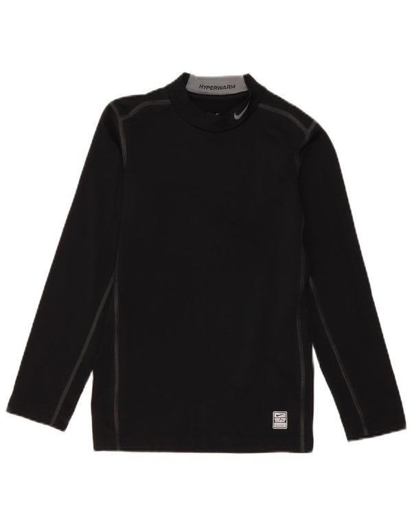 Nike Boys Graphic Top Long Sleeve 12-13 Years Large Black Colourblock
