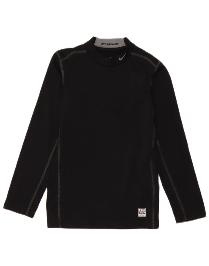 Nike Boys Graphic Top Long Sleeve 12-13 Years Large Black Colourblock