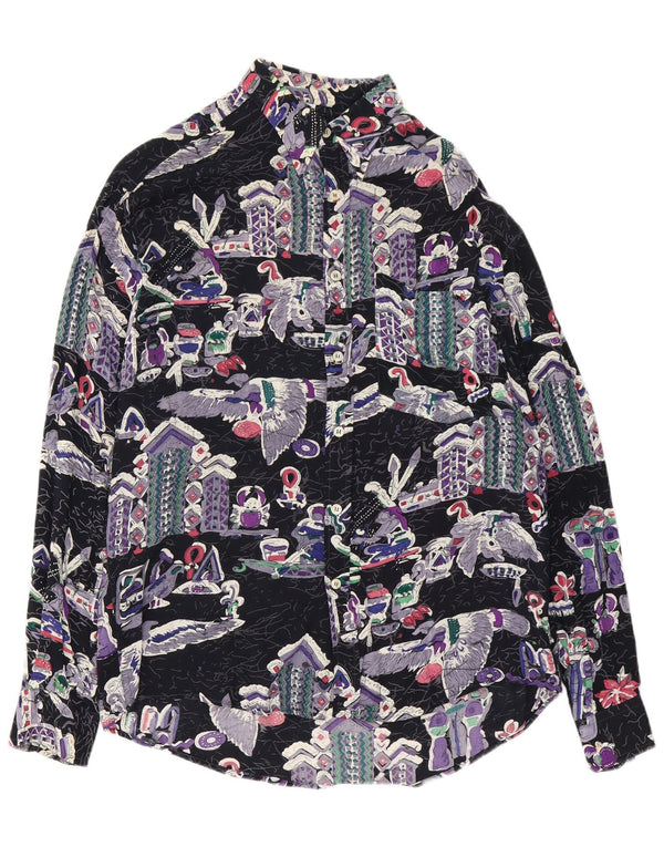 HARRIS de LUCA Mens Abstract Pattern Shirt Small Multicoloured Viscose