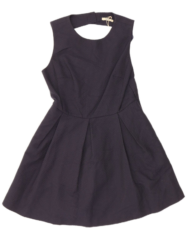 Jack Wills Womens Sleeveless Halter Dress UK 14 Large Navy Blue Chevron