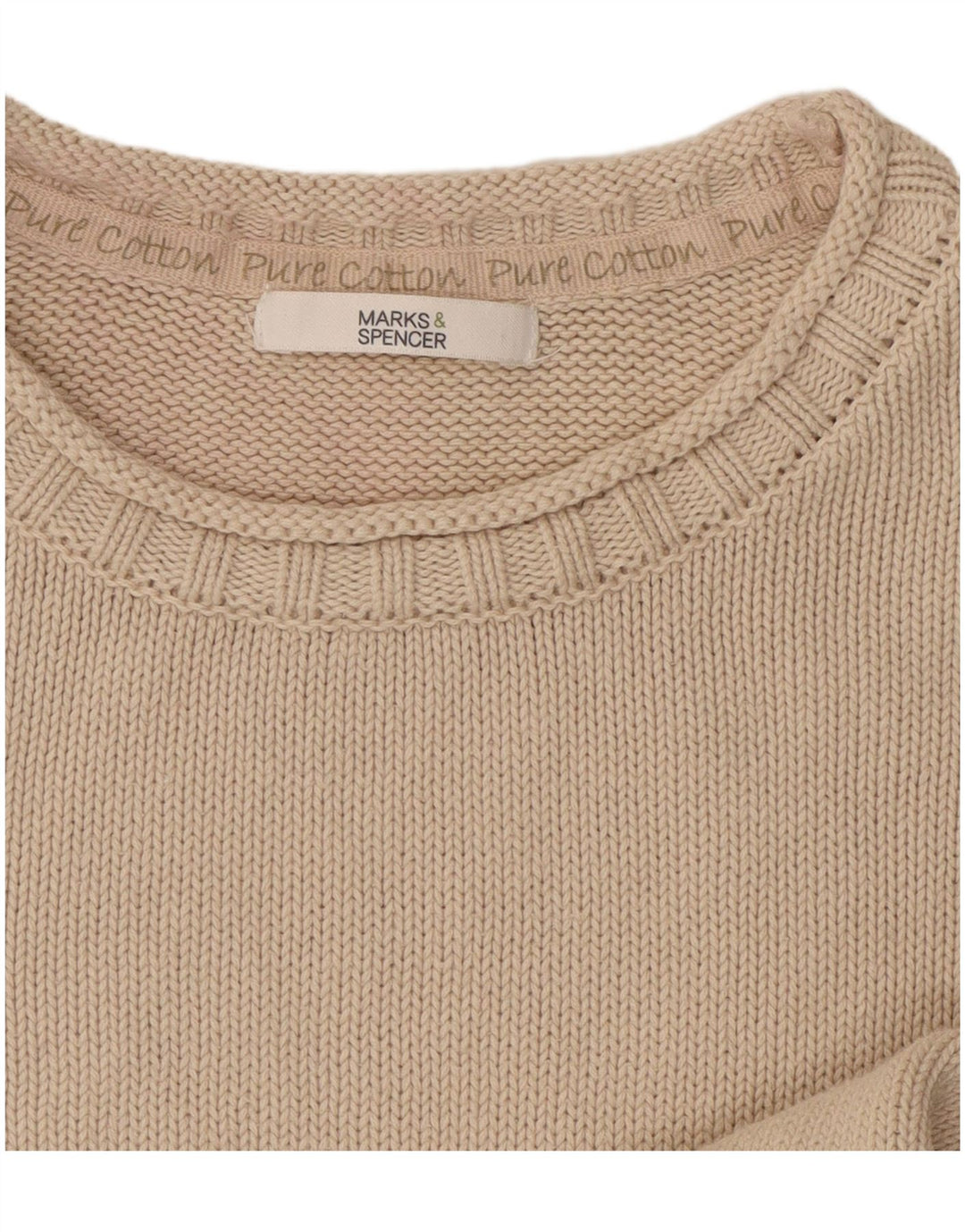 Marks & Spencer Womens Crew Neck Jumper Sweater UK 10 Small Beige