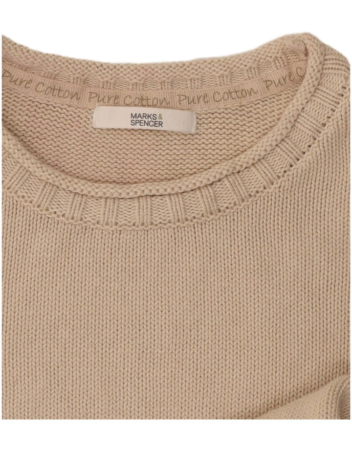 Marks & Spencer Womens Crew Neck Jumper Sweater UK 10 Small Beige