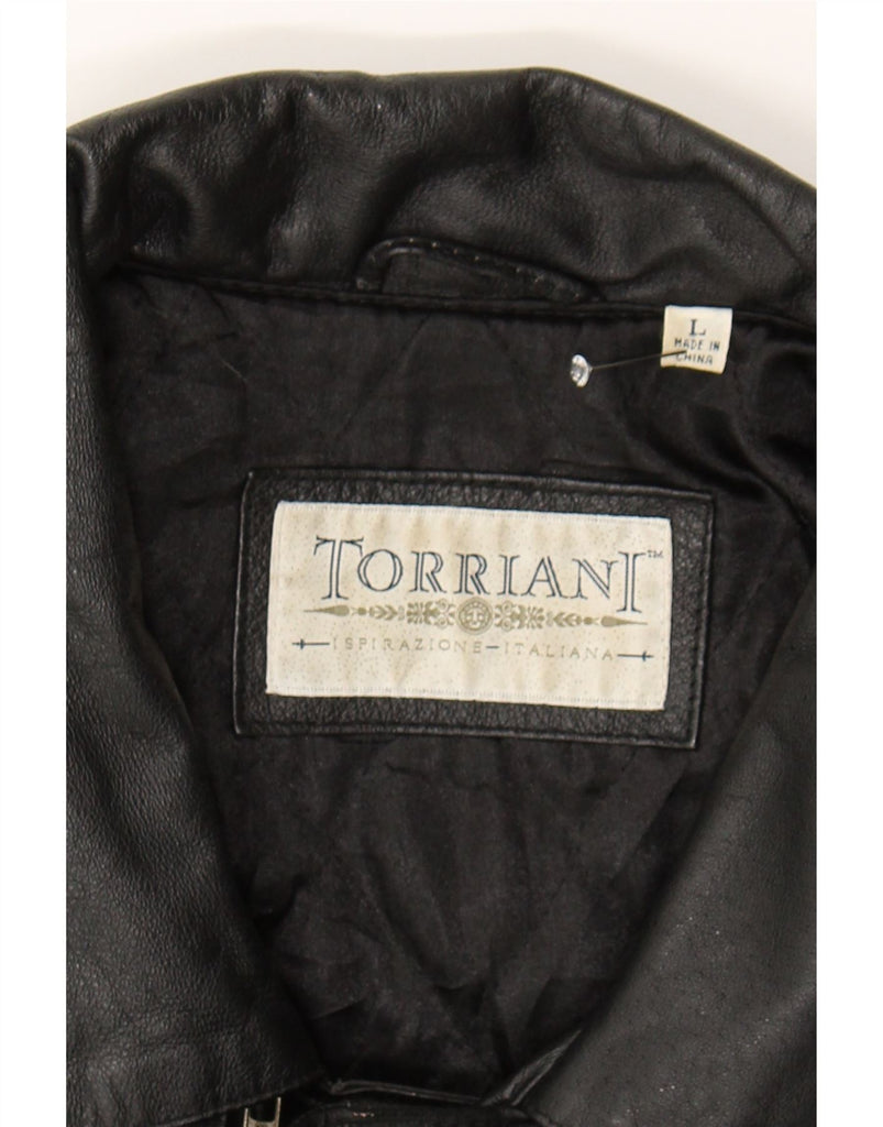 TORRIANI Mens Leather Jacket UK 40 Large Black Vintage Torriani and Second-Hand Torriani from Messina Hembry 