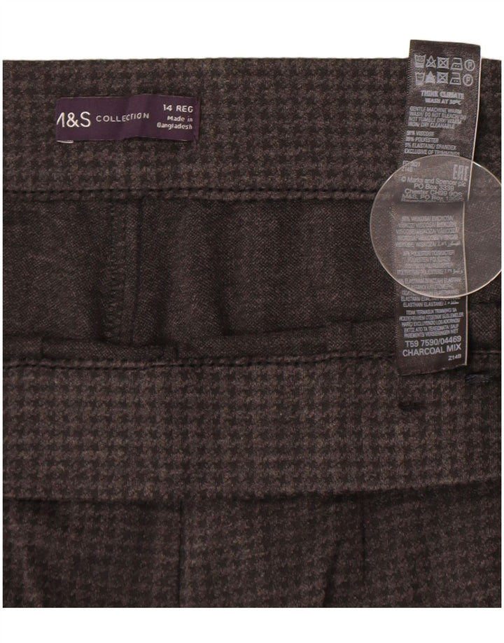 Marks & Spencer Womens Trousers UK 14 Large W32 L28 Grey Houndstooth
