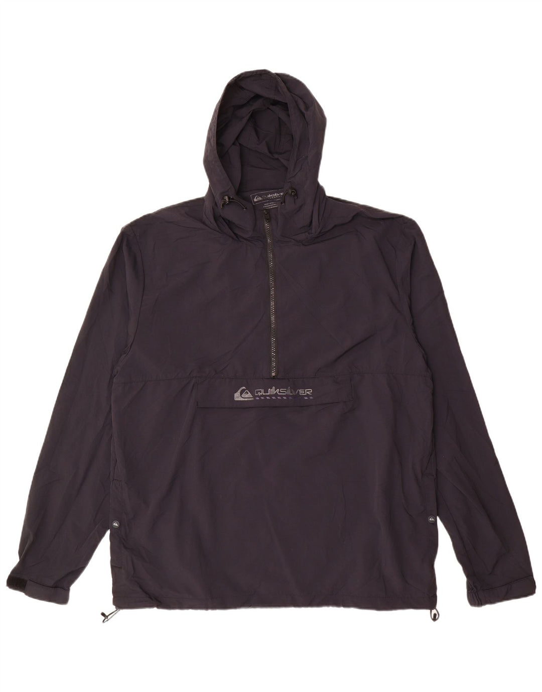 Quiksilver Mens Graphic Pullover Rain Jacket UK 42 XL Black Nylon