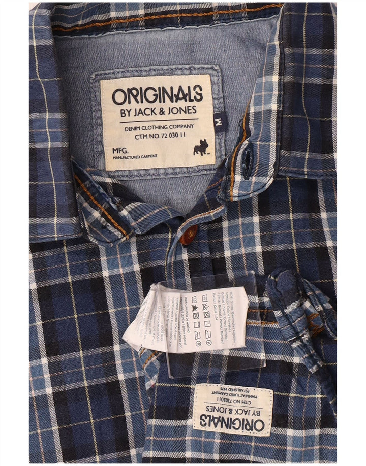 Jack & Jones Mens Checked  Shirt Medium Blue Check Cotton