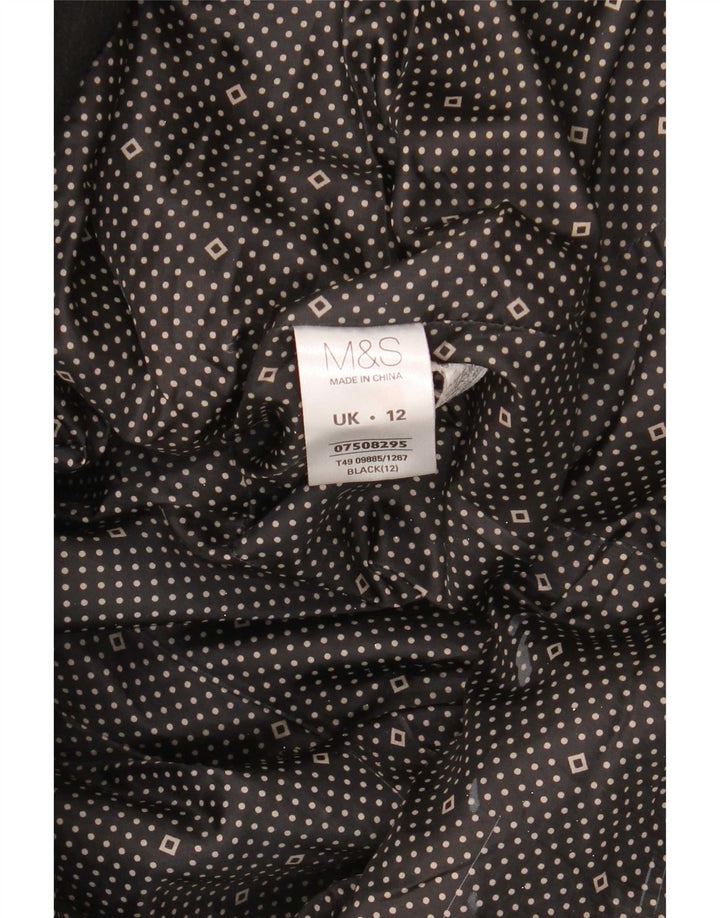 Marks & Spencer Womens Double Breasted Coat UK 12 Medium Black Polyester