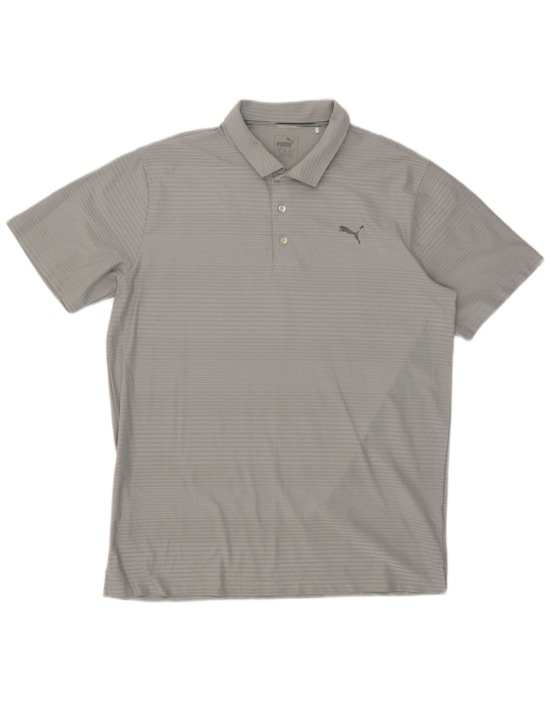 Puma Mens Polo Shirt XL Grey Pinstripe Polyester