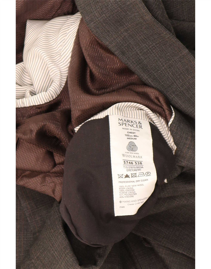 Marks & Spencer Mens 2 Button Blazer Jacket UK 40 Medium Grey Virgin Wool