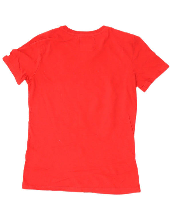 Superdry Womens Graphic T-Shirt Top UK 8 Small Red Cotton