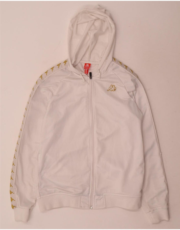 Kappa Mens Graphic Zip Hoodie Sweater Large White Polyester