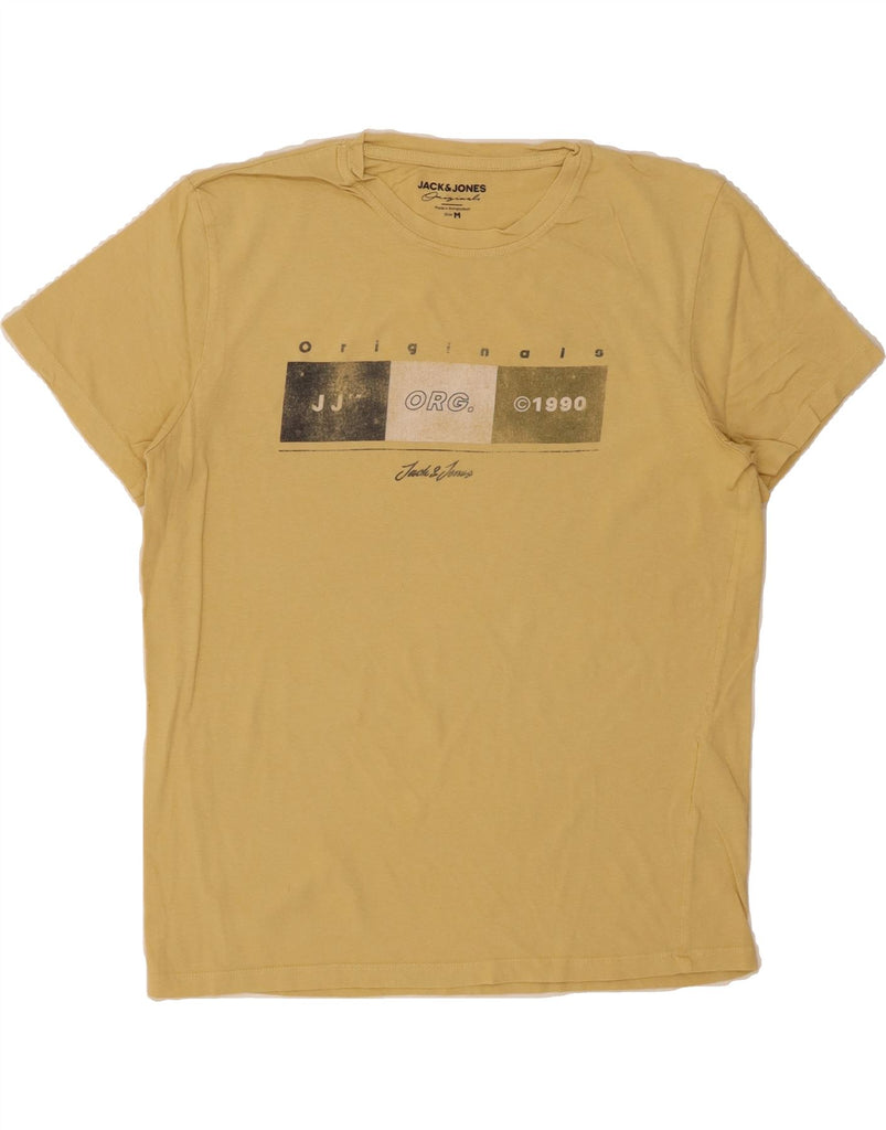 JACK & JONES Mens Graphic T-Shirt Top Medium Yellow Cotton Vintage Jack & Jones and Second-Hand Jack & Jones from Messina Hembry 