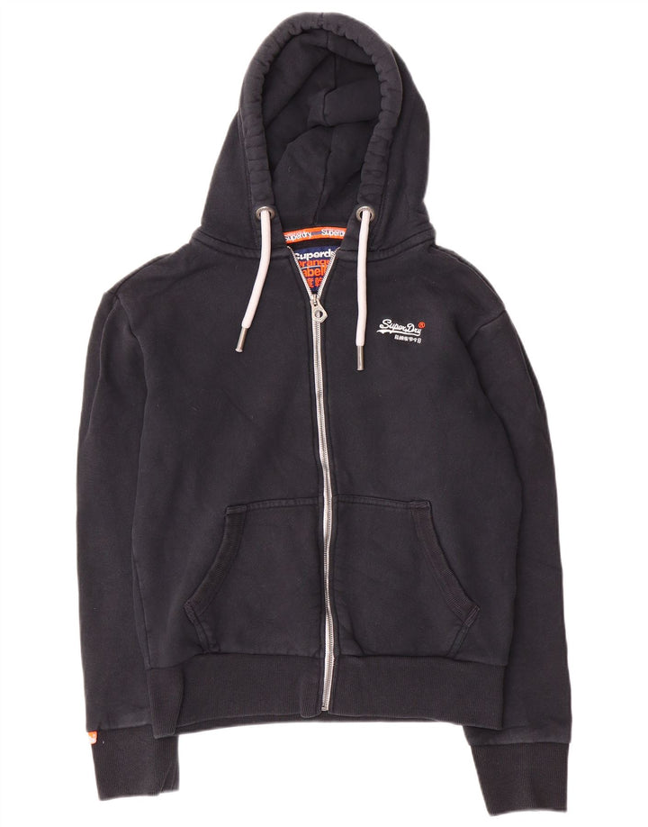 Superdry Mens Zip Hoodie Sweater Medium Navy Blue Cotton