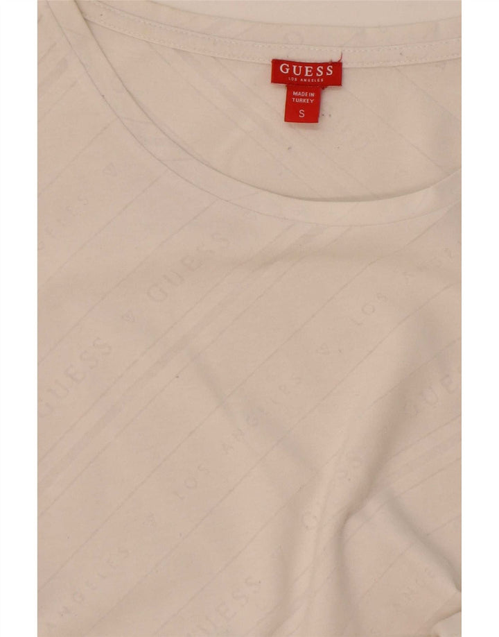 Guess Womens Graphic T-Shirt Top UK 10 Small Off White