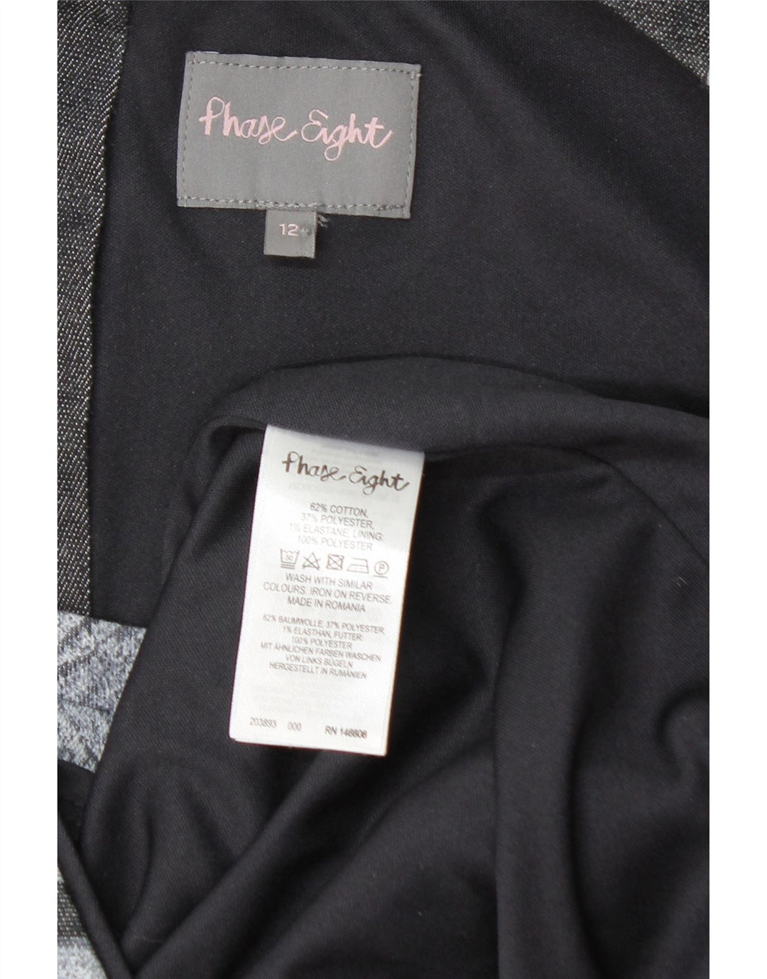 PHASE EIGHT Womens Sleeveless Sheath Dress UK 12 Medium Grey Floral Cotton