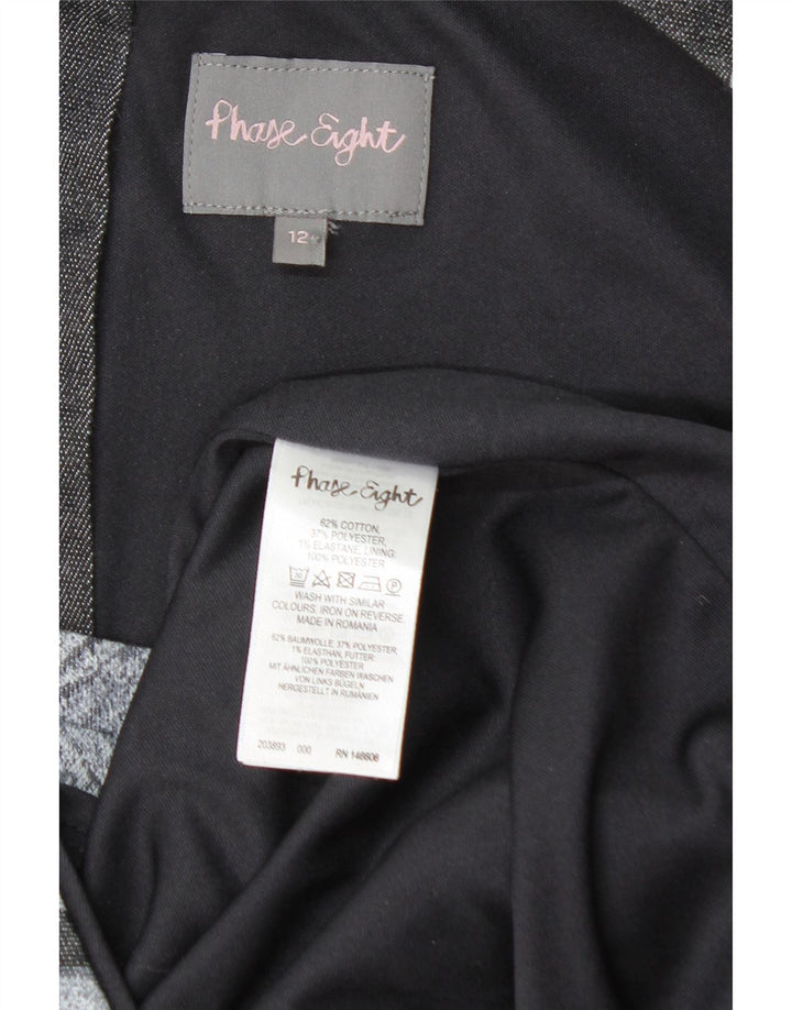 PHASE EIGHT Womens Sleeveless Sheath Dress UK 12 Medium Grey Floral Cotton