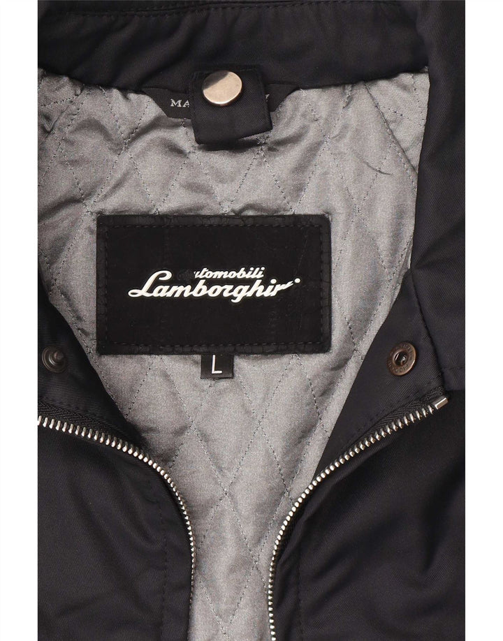 Lamborghini Mens Graphic Padded Jacket UK 40 Large Black Polyamide