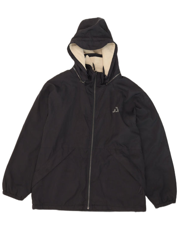 Kappa Mens Hooded Loose Fit Reversible Jacket UK 36 Small Black Colourblock