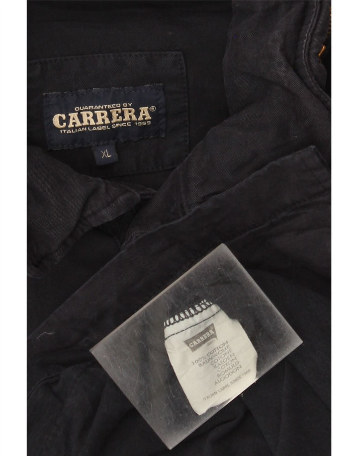Carrera Mens Hooded Utility Jacket UK 42 XL Navy Blue Cotton