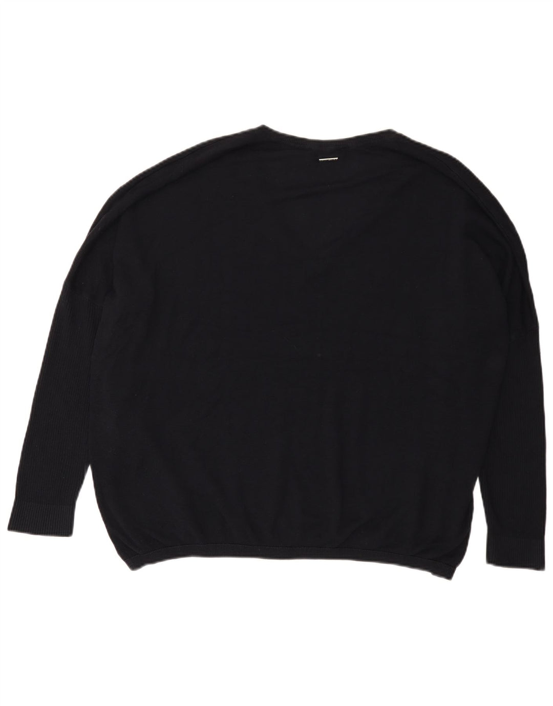 Dkny Womens Graphic Oversized V-Neck Jumper Sweater UK 14 Large Black