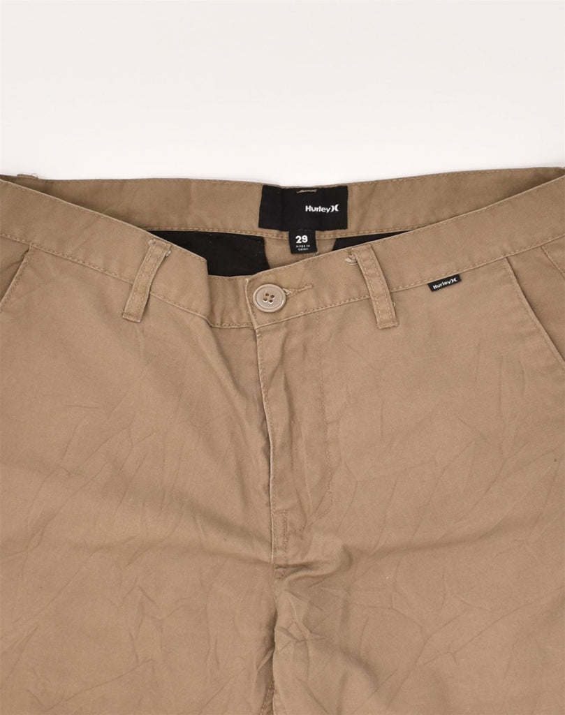 HURLEY Mens Chino Shorts  W29 Small Brown Polyester | Vintage Hurley | Thrift | Second-Hand Hurley | Used Clothing | Messina Hembry 