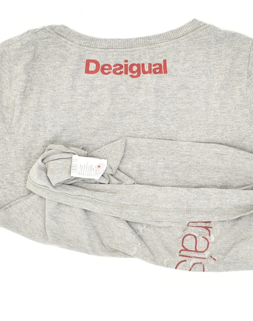 DESIGUAL Womens Graphic T-Shirt Top UK 12 Medium Grey Cotton | Vintage Desigual | Thrift | Second-Hand Desigual | Used Clothing | Messina Hembry 