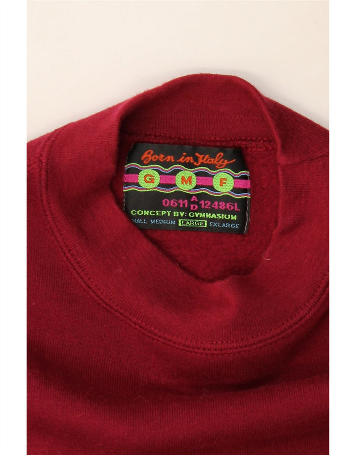 GYMNASIUM Mens Graphic Sweatshirt Jumper Large Burgundy