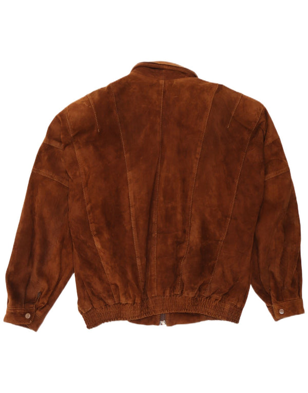 Vintage Mens Bomber Suede Jacket UK 44 2XL Brown Leather