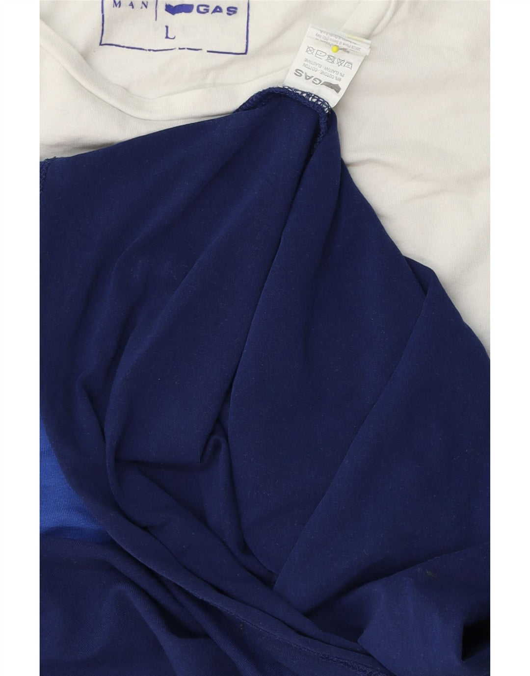 Gas Mens T-Shirt Top Large Blue Colourblock Cotton