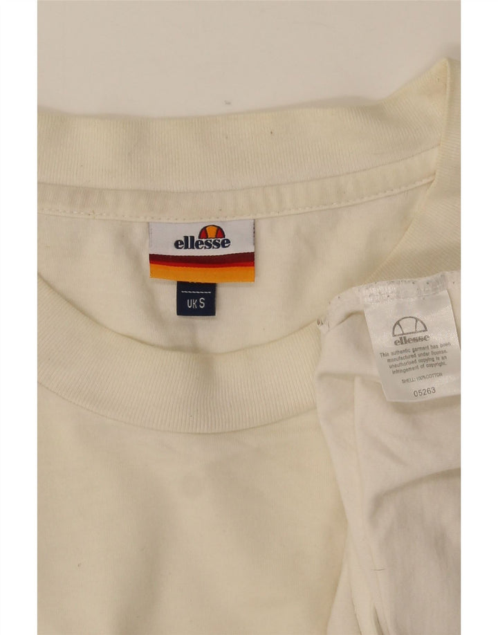 Ellesse Mens Graphic T-Shirt Top Small Off White Cotton