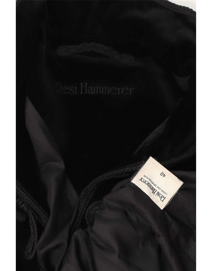 Resi Hammerer Womens Open Velvet Blazer Jacket EU 40 Medium Black Cotton