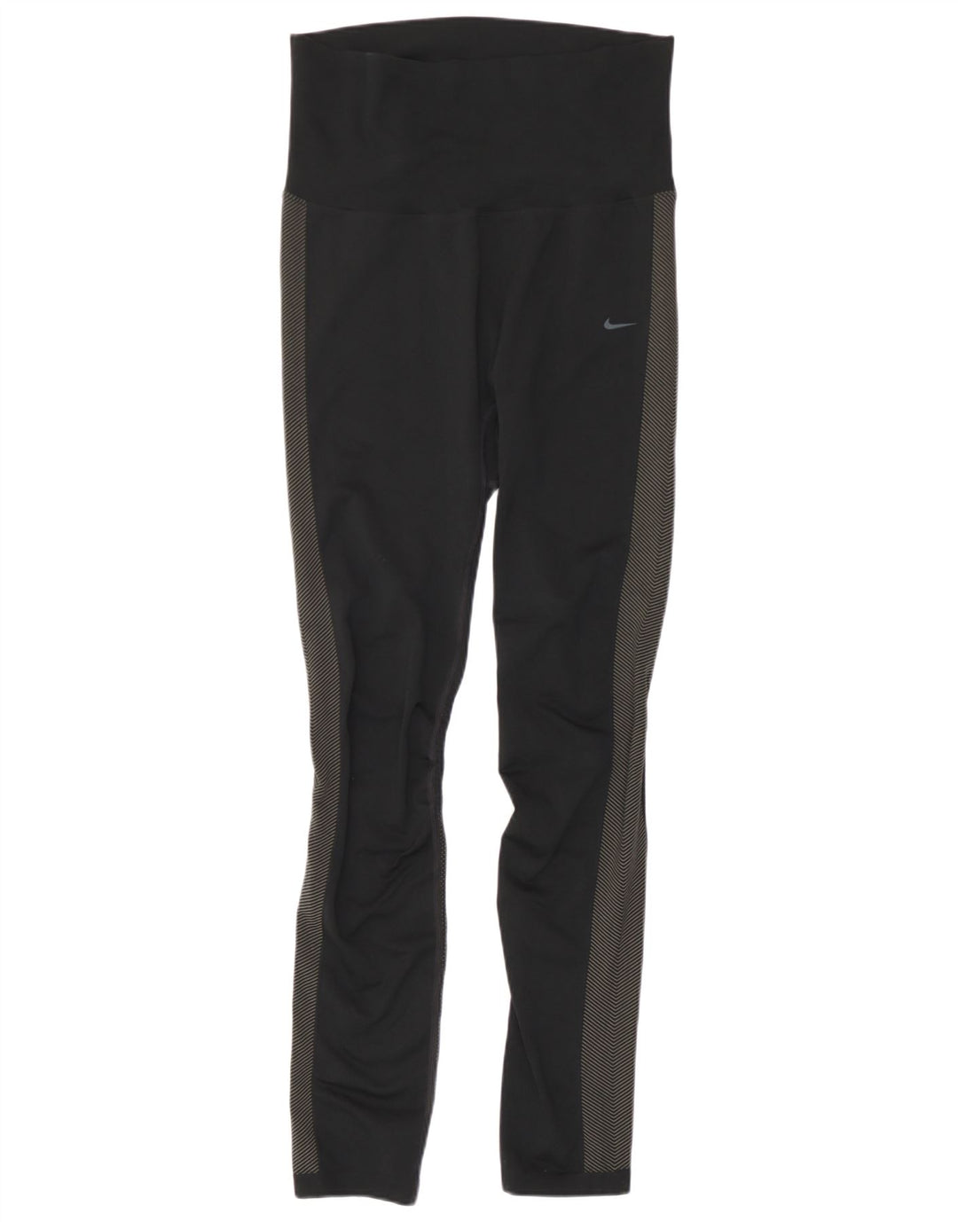 Nike Womens Dri Fit Leggings UK 12 Medium Black Colourblock Polyester