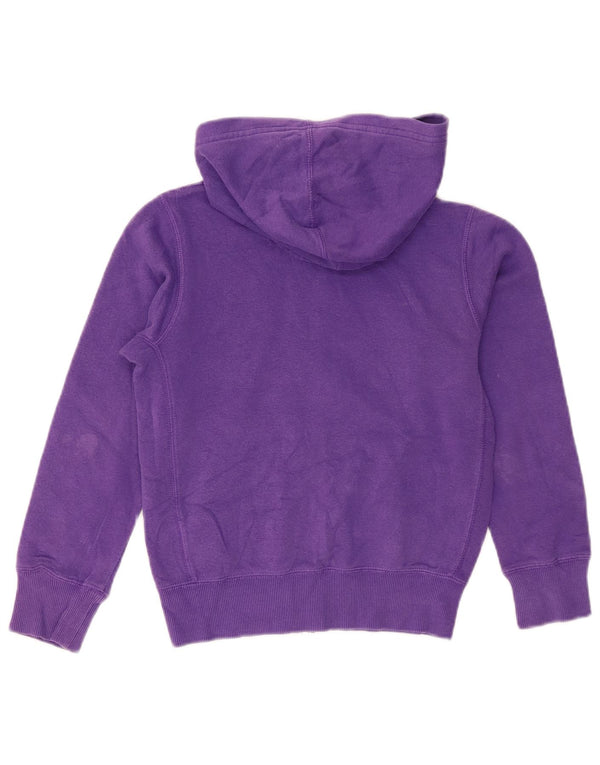 Nike Girls Graphic Zip Hoodie Sweater 8-9 Years Small Purple Cotton