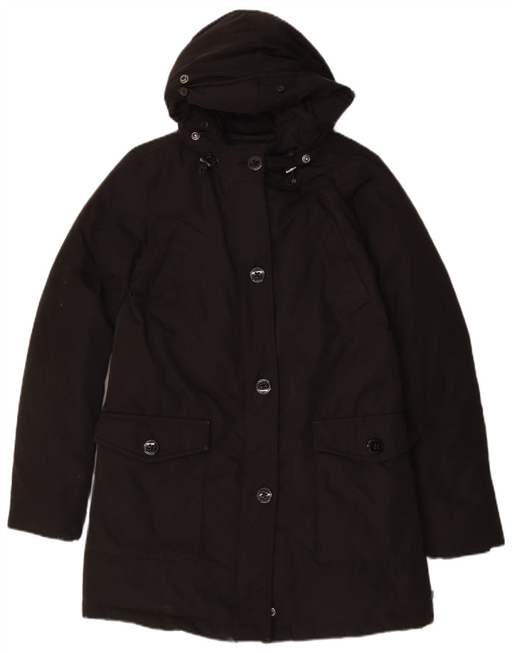 Maison Scotch Womens Hooded Padded Coat UK 14 Medium Black Polyester
