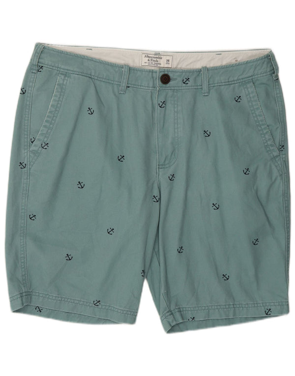 Abercrombie & Fitch Mens Graphic Chino Shorts W36 Large Blue Cotton