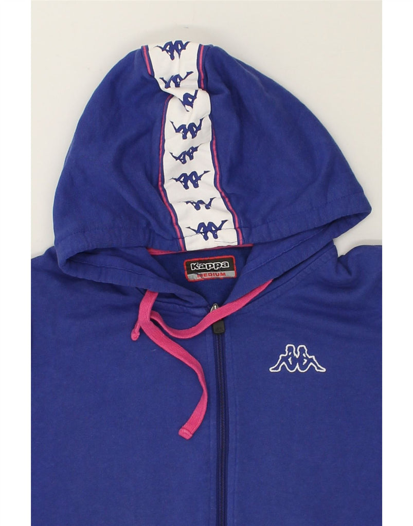 KAPPA Womens Graphic Zip Hoodie Sweater UK 14 Medium Blue | Vintage Kappa | Thrift | Second-Hand Kappa | Used Clothing | Messina Hembry 