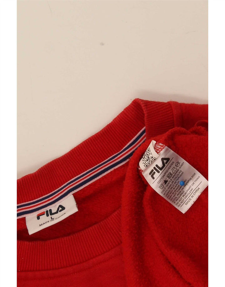 Fila Mens Sweatshirt Jumper Large Red Cotton