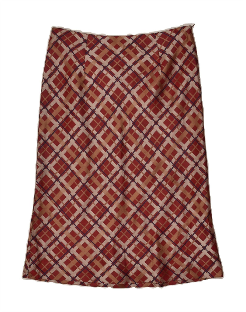 PIU & PIU Womens Straight Skirt IT 42 Medium W28  Red Check Acetate Vintage Piu & Piu and Second-Hand Piu & Piu from Messina Hembry 