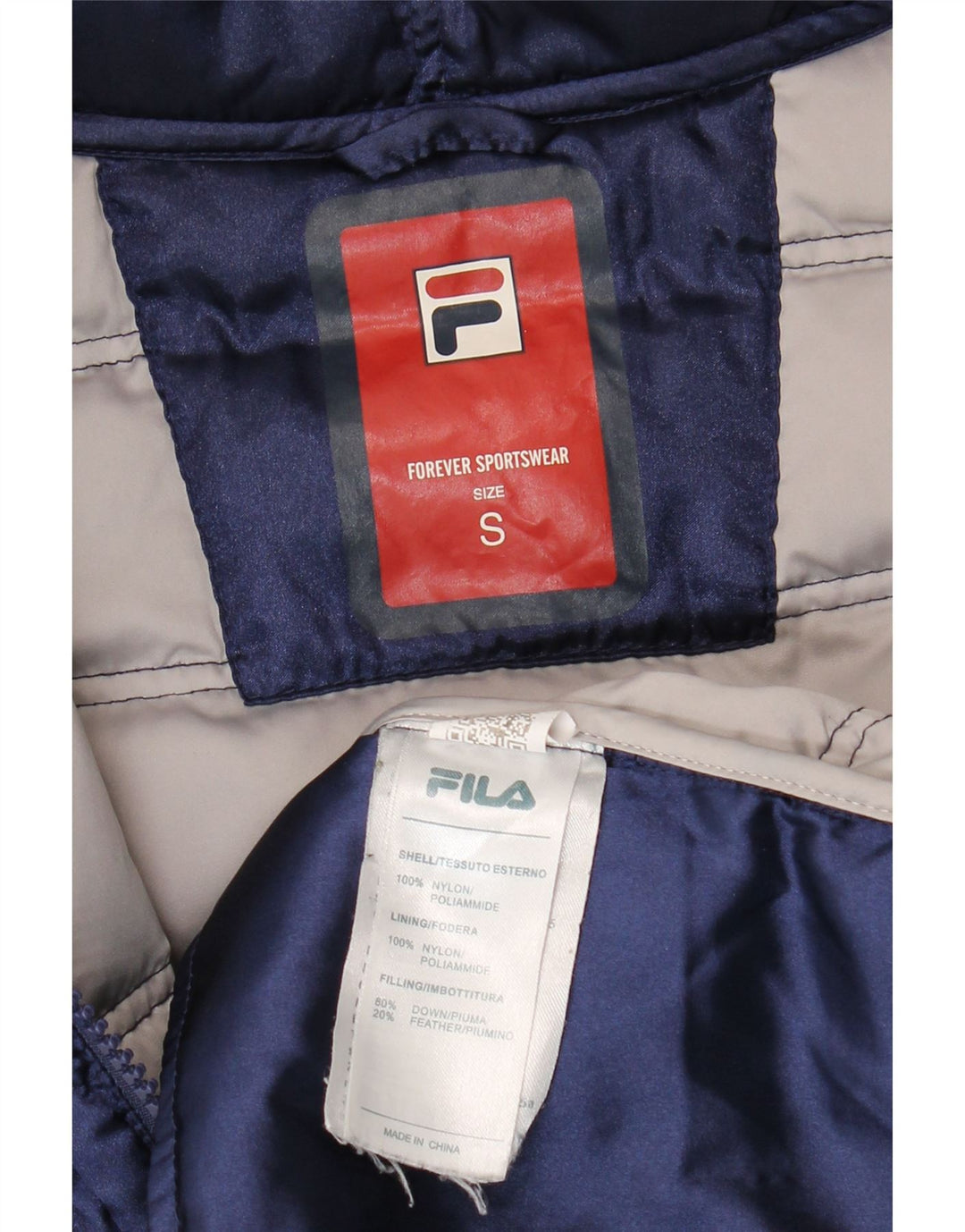 Fila Womens Hooded Padded Jacket UK 10 Small Navy Blue Nylon