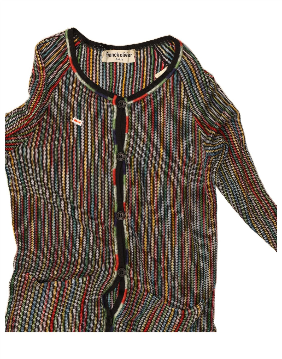 FRANCK OLIVIER Womens Cardigan Sweater IT 38 XS Multicoloured Striped Vintage Franck Olivier and Second-Hand Franck Olivier from Messina Hembry 
