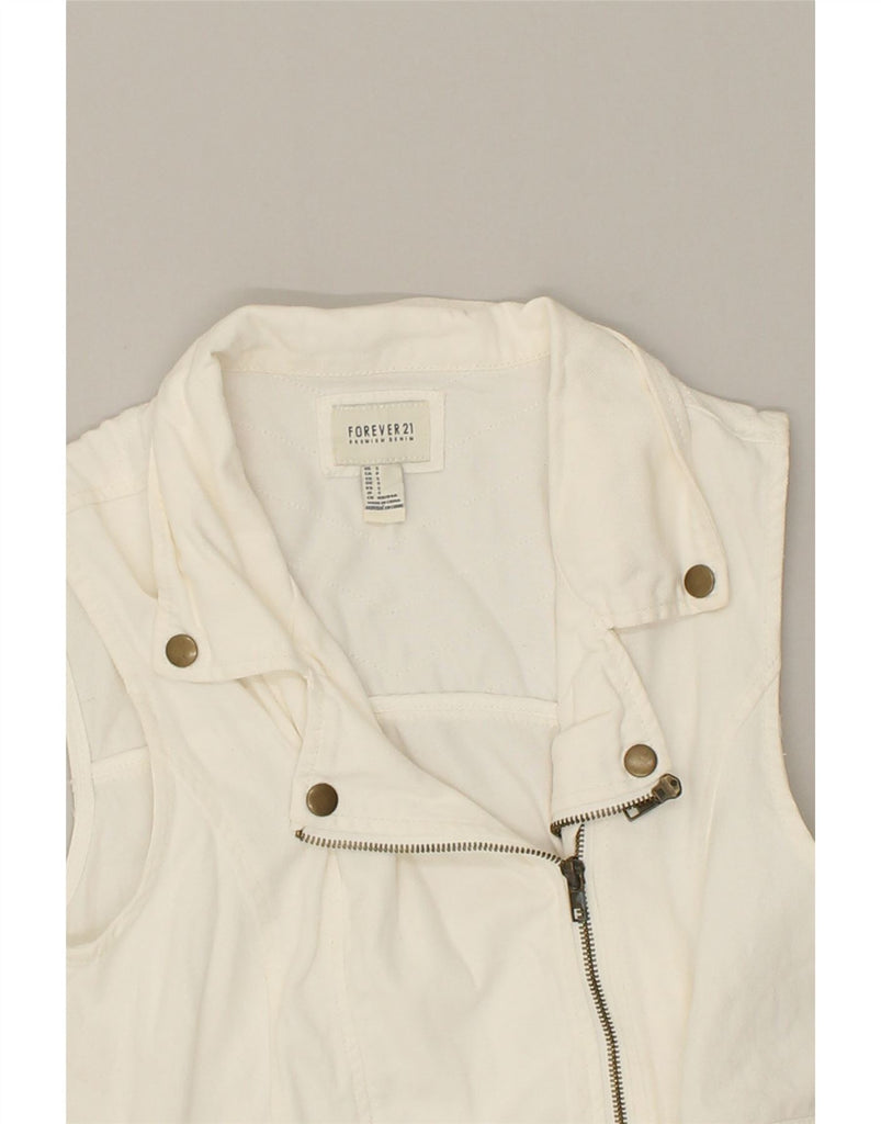 FOREVER 21 Womens Denim Gilet UK 10 Small White Cotton | Vintage Forever 21 | Thrift | Second-Hand Forever 21 | Used Clothing | Messina Hembry 