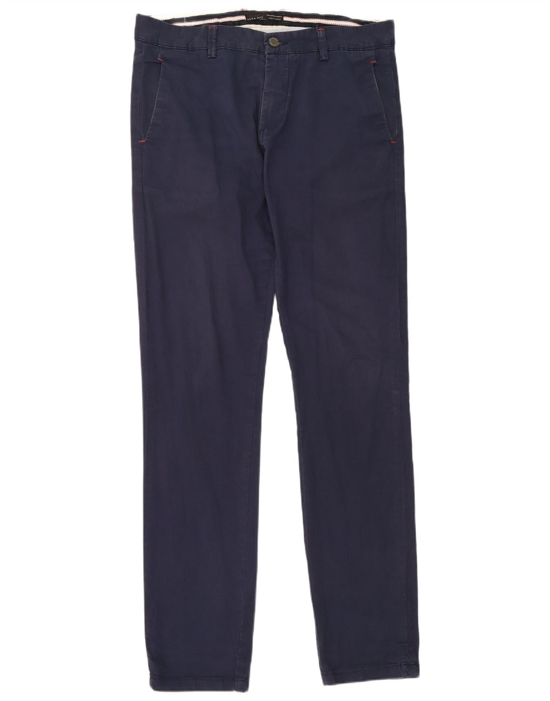 Zara Mens Slim Chino Trousers EU 40 Medium W31 L34 Navy Blue