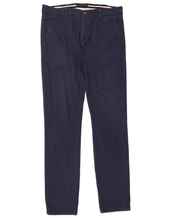 Zara Mens Slim Chino Trousers EU 40 Medium W31 L34 Navy Blue