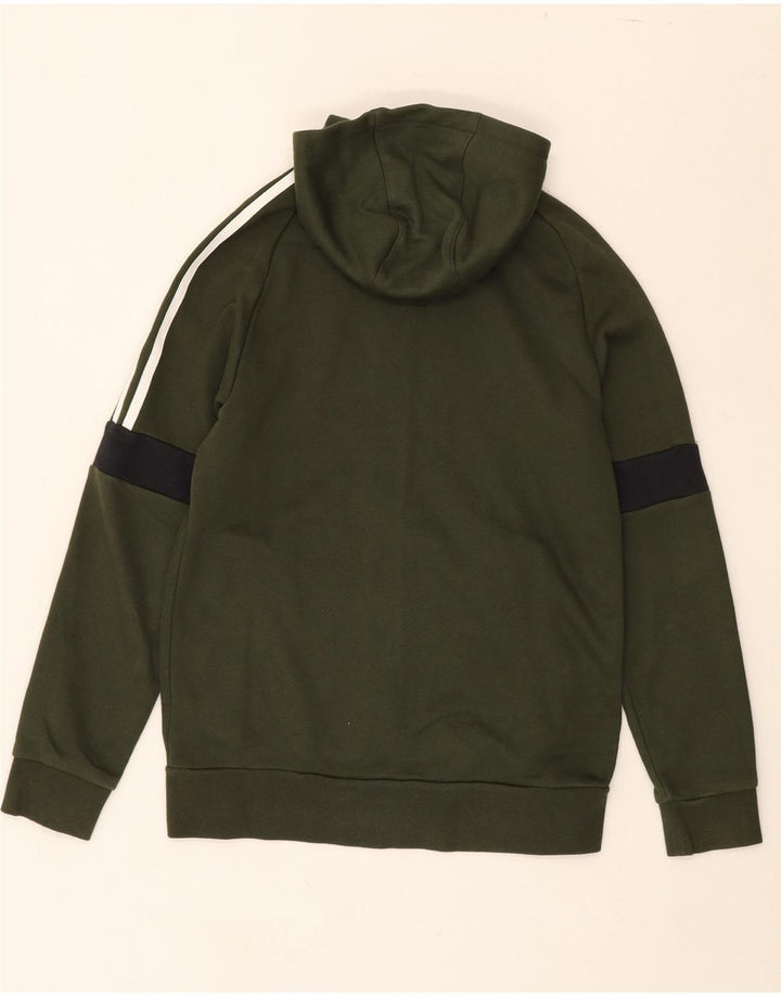 ADIDAS Boys Zip Hoodie Sweater 13-14 Years Green Colourblock Cotton Vintage Adidas and Second-Hand Adidas from Messina Hembry 