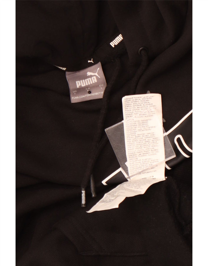 PUMA Mens Graphic Hoodie Jumper Large Black Cotton