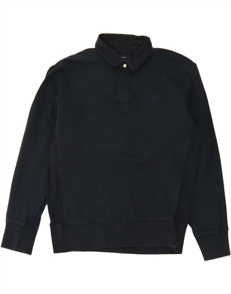 SUPERDRY Mens Long Sleeve Polo Shirt Large Navy Blue Cotton Vintage Superdry and Second-Hand Superdry from Messina Hembry 